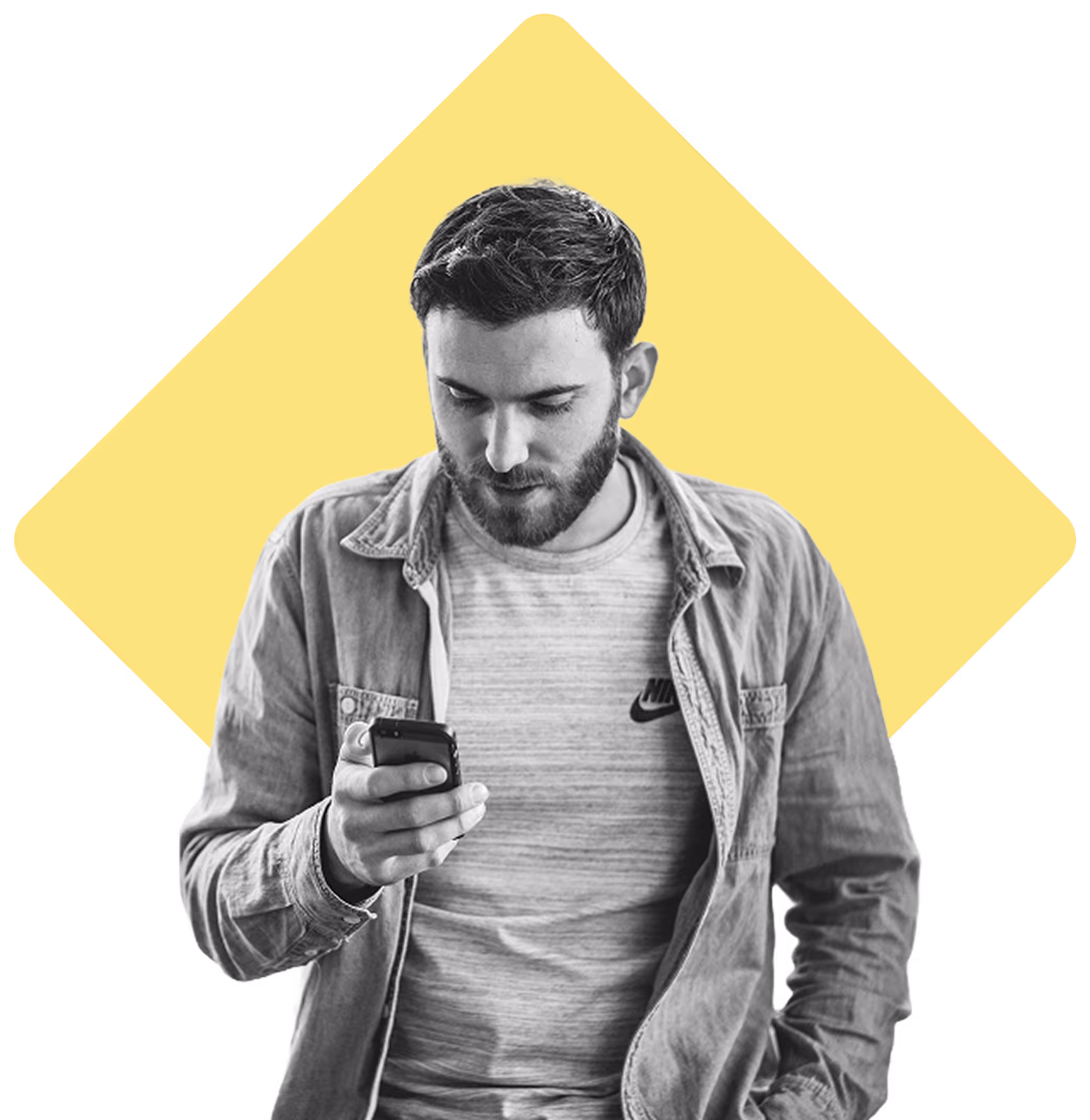 Young man checking his mobile phone